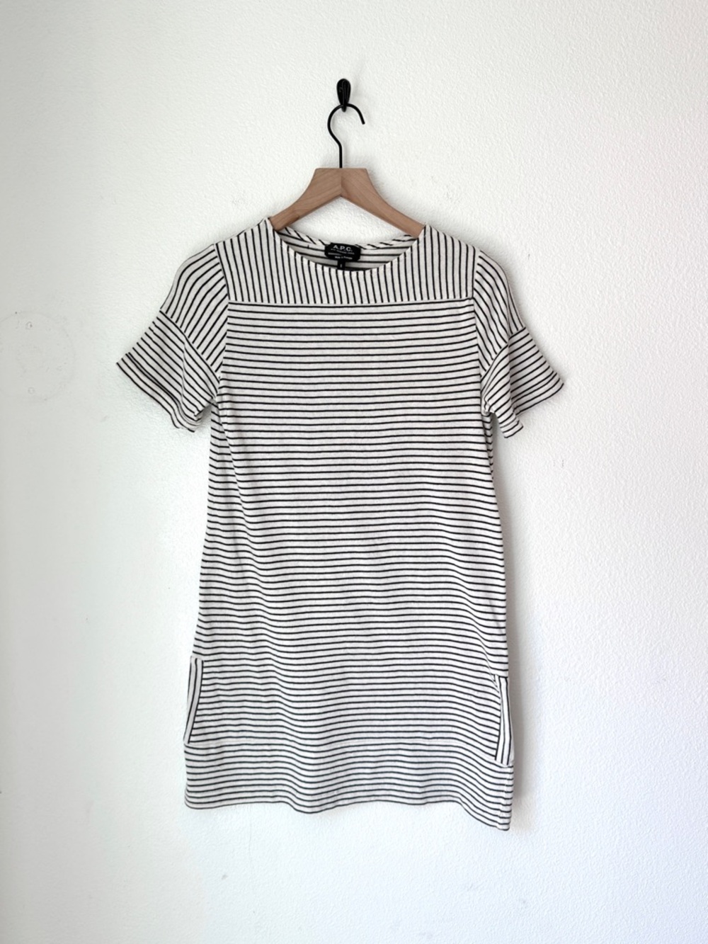 A.P.C. Black & White Striped short sleeve T-shirt Dress - Small - EUC